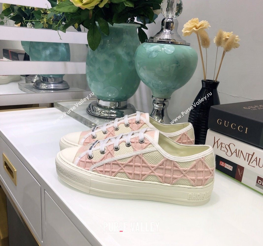 Dior WalknDior Sneakers in Cannage Embroidered Cotton Pink 2024 0226 (MD-240226038)