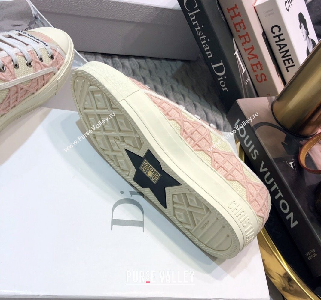 Dior WalknDior Sneakers in Cannage Embroidered Cotton Pink 2024 0226 (MD-240226038)