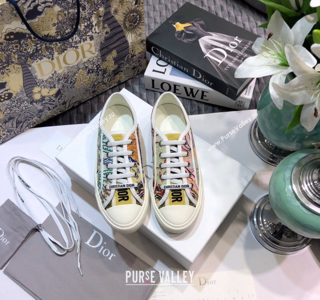 Dior WalknDior Sneakers in Embroidered Cotton Multicolor 43 2024 0226 (MD-240226043)
