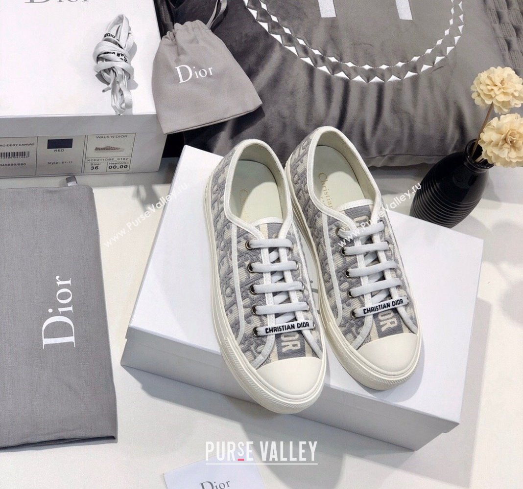 Dior WalknDior Sneakers in Oblique Embroidered Cotton Grey 2024 0226 (MD-240226045)