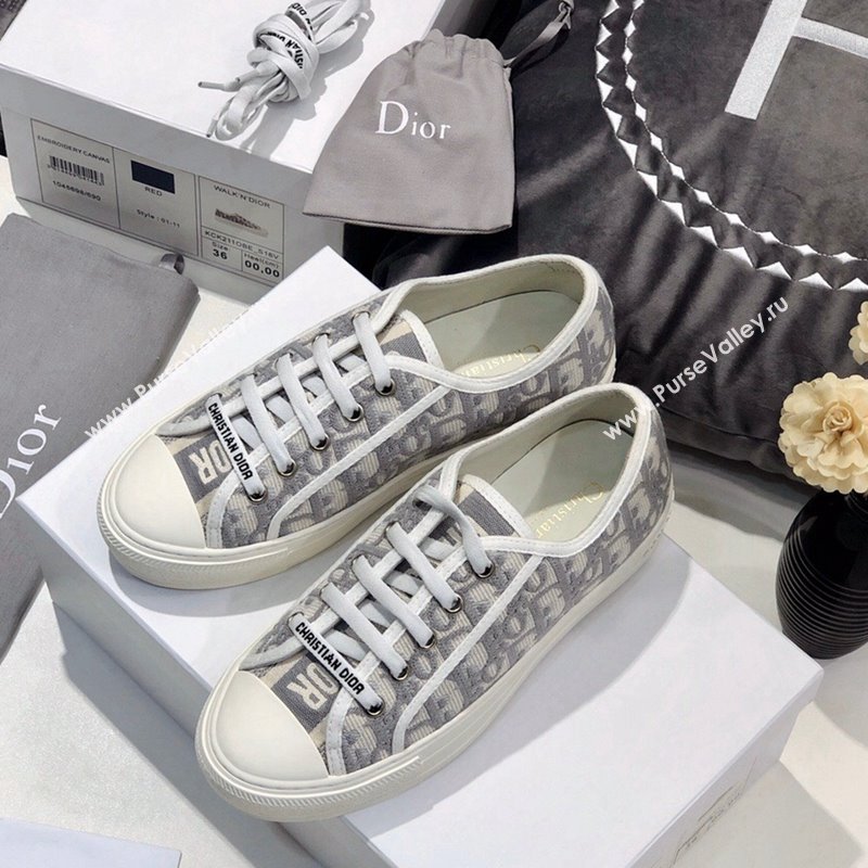 Dior WalknDior Sneakers in Oblique Embroidered Cotton Grey 2024 0226 (MD-240226045)