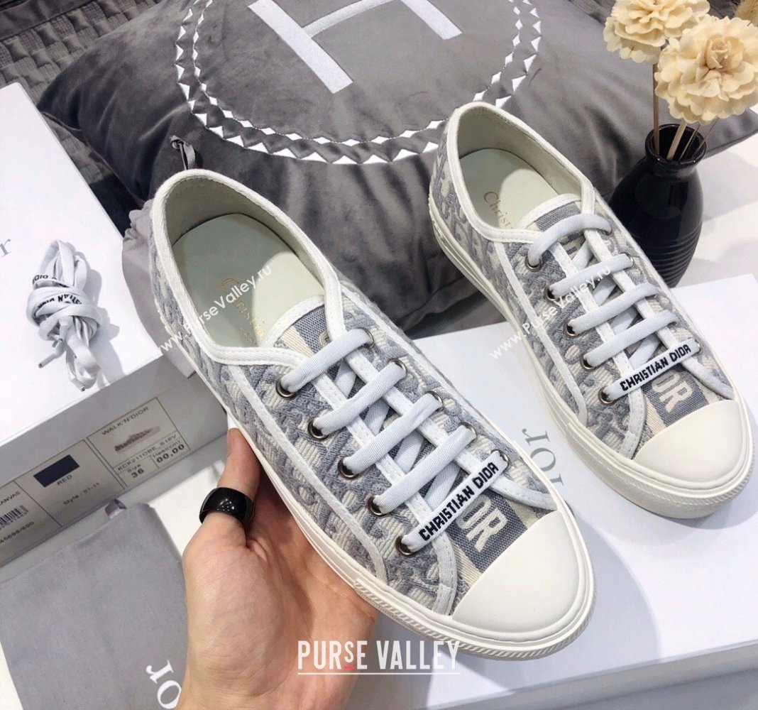 Dior WalknDior Sneakers in Oblique Embroidered Cotton Grey 2024 0226 (MD-240226045)