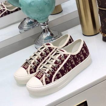 Dior WalknDior Sneakers in Oblique Embroidered Cotton Burgundy 2024 0226 (MD-240226046)