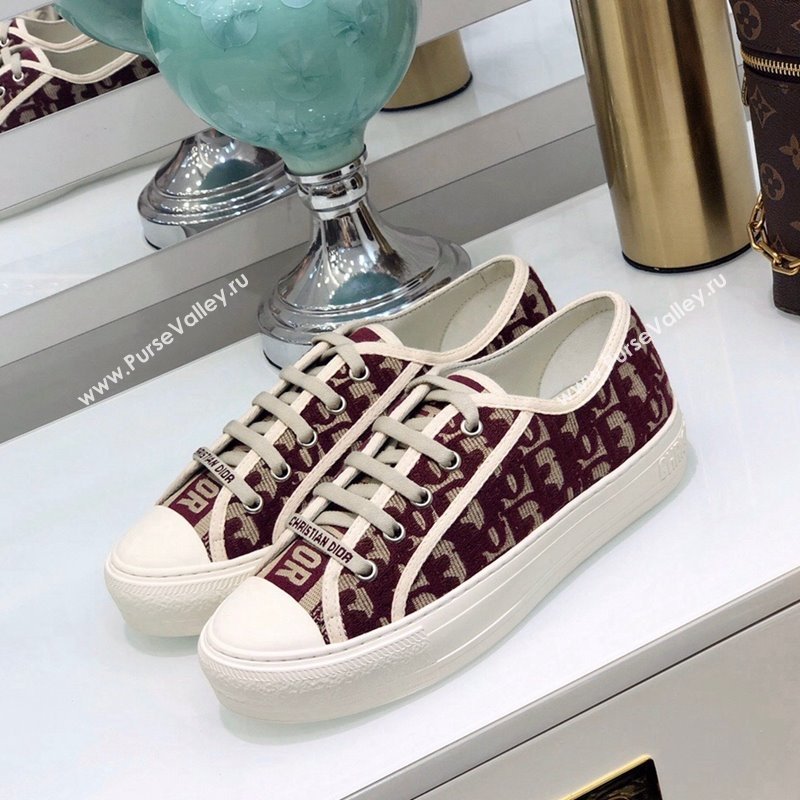 Dior WalknDior Sneakers in Oblique Embroidered Cotton Burgundy 2024 0226 (MD-240226046)