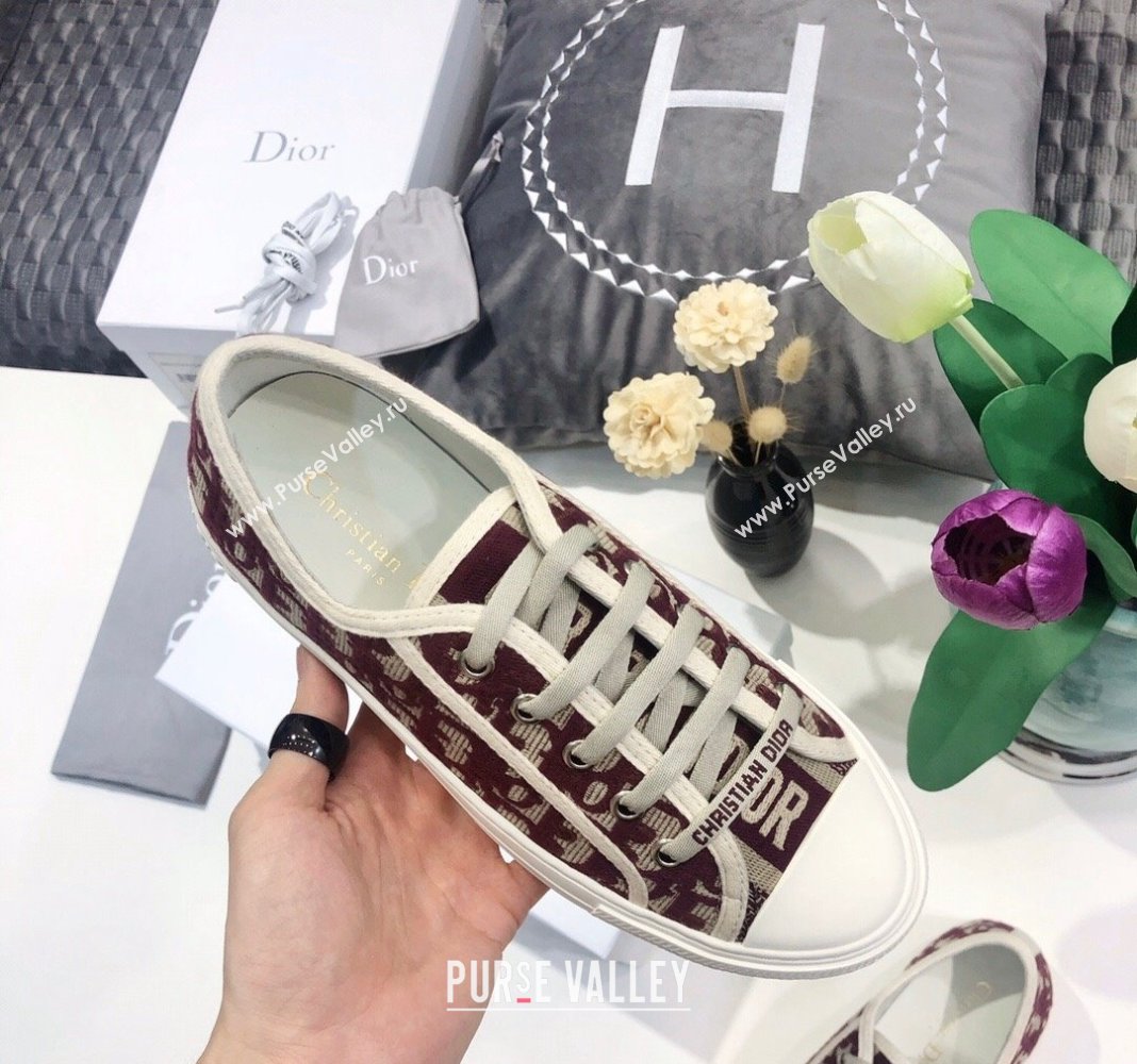 Dior WalknDior Sneakers in Oblique Embroidered Cotton Burgundy 2024 0226 (MD-240226046)