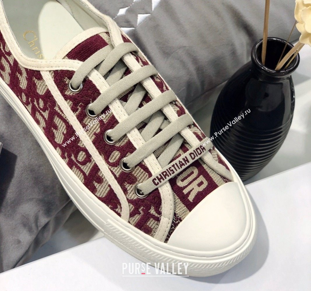 Dior WalknDior Sneakers in Oblique Embroidered Cotton Burgundy 2024 0226 (MD-240226046)