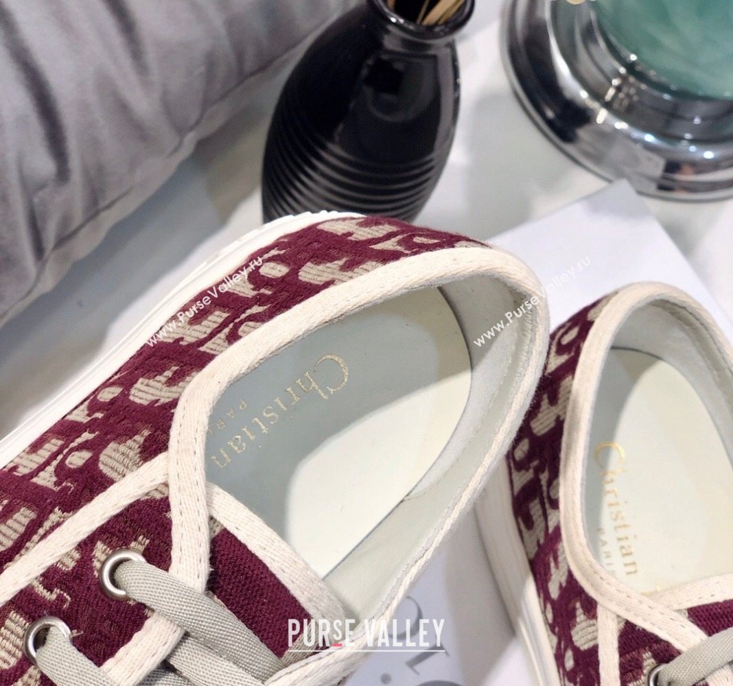 Dior WalknDior Sneakers in Oblique Embroidered Cotton Burgundy 2024 0226 (MD-240226046)