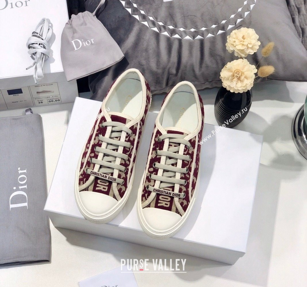 Dior WalknDior Sneakers in Oblique Embroidered Cotton Burgundy 2024 0226 (MD-240226046)