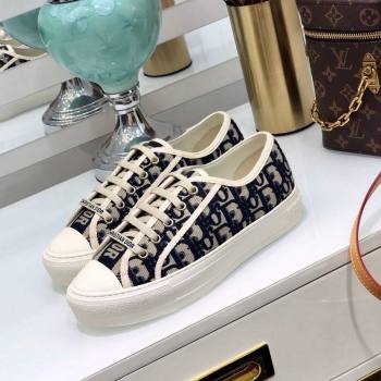 Dior WalknDior Sneakers in Oblique Embroidered Cotton Dark Blue 2024 0226 (MD-240226048)