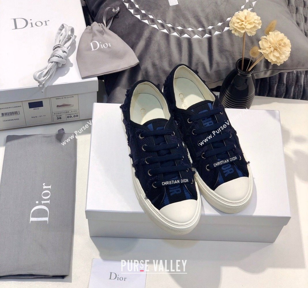 Dior WalknDior Sneakers in Fringe Cotton Dark Blue 2024 0226 (MD-240226049)