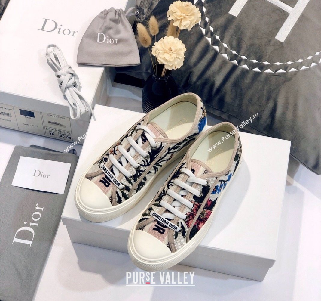 Dior WalknDior Sneakers in Embroidered Cotton Pink/Multicolor 51 2024 0226 (MD-240226051)