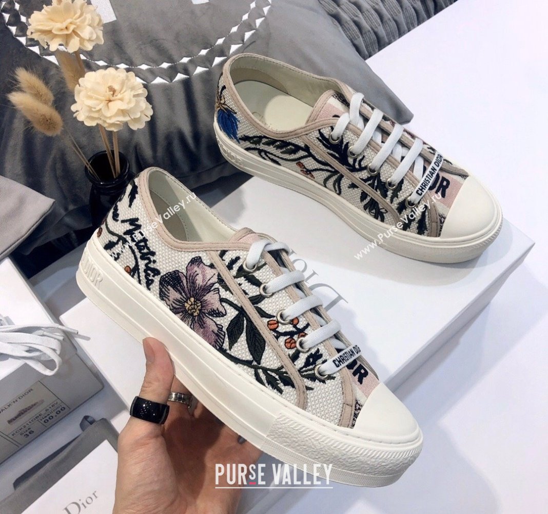 Dior WalknDior Sneakers in Embroidered Cotton Pink/Multicolor 51 2024 0226 (MD-240226051)