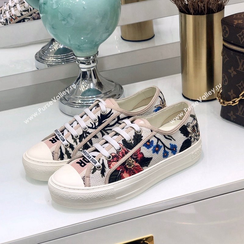 Dior WalknDior Sneakers in Embroidered Cotton Pink/Multicolor 51 2024 0226 (MD-240226051)
