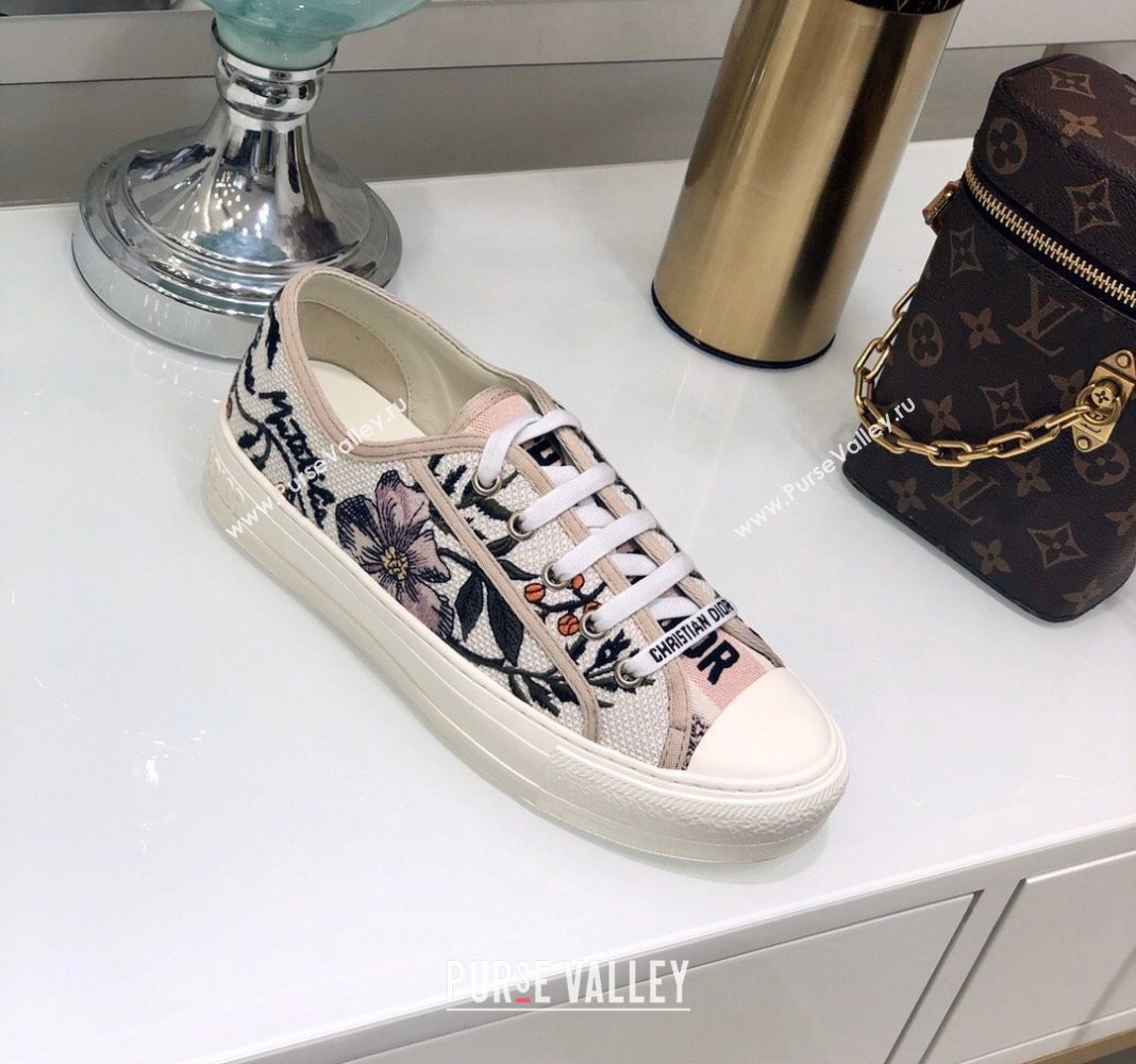 Dior WalknDior Sneakers in Embroidered Cotton Pink/Multicolor 51 2024 0226 (MD-240226051)