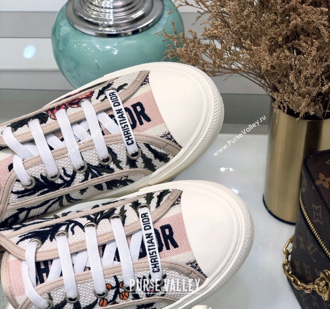 Dior WalknDior Sneakers in Embroidered Cotton Pink/Multicolor 51 2024 0226 (MD-240226051)