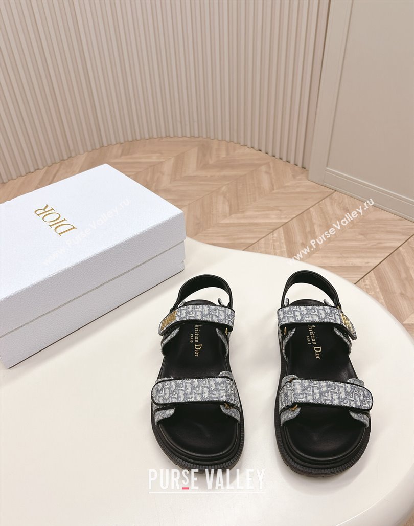 Dior Dioract Flat Strap Sandal in Grey Oblique Embroidery 2024 (MD-240226056)
