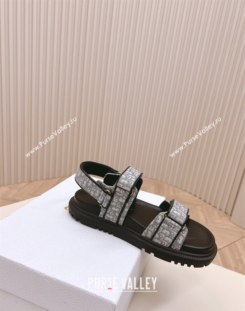 Dior Dioract Flat Strap Sandal in Grey Oblique Embroidery 2024 (MD-240226056)