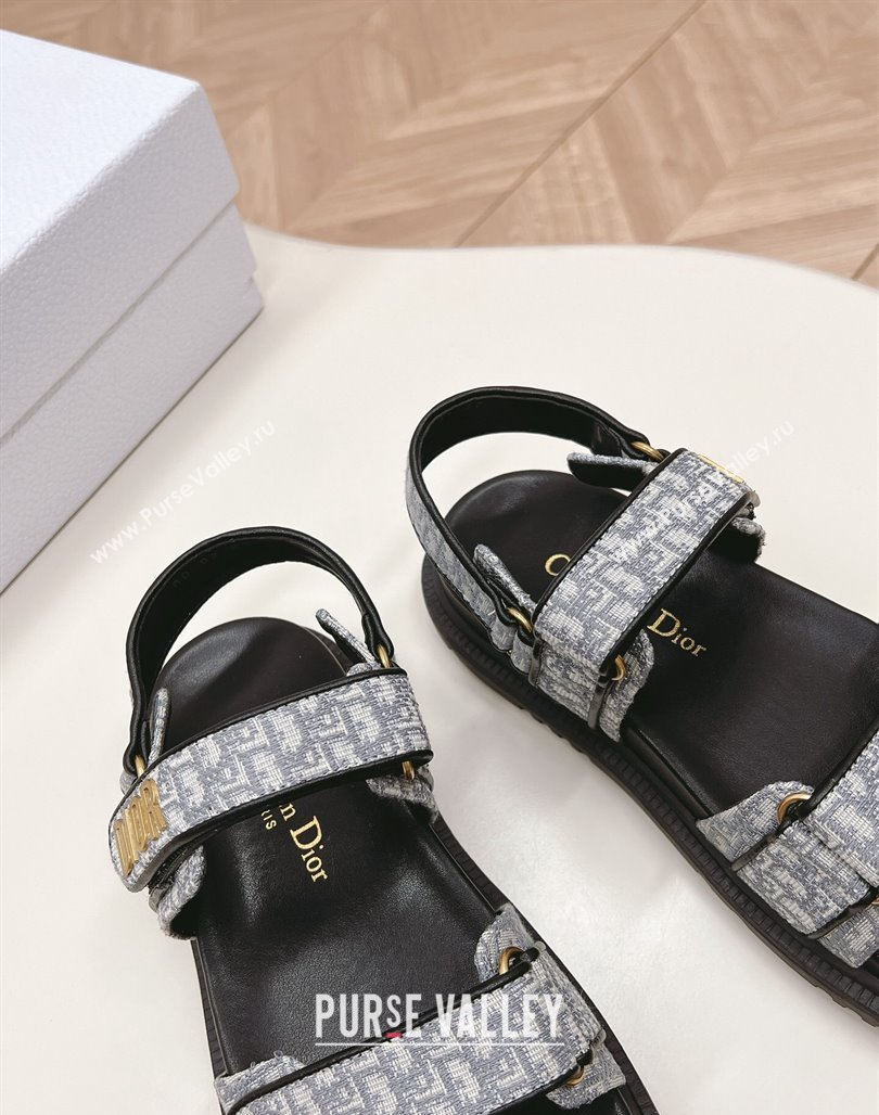 Dior Dioract Flat Strap Sandal in Grey Oblique Embroidery 2024 (MD-240226056)