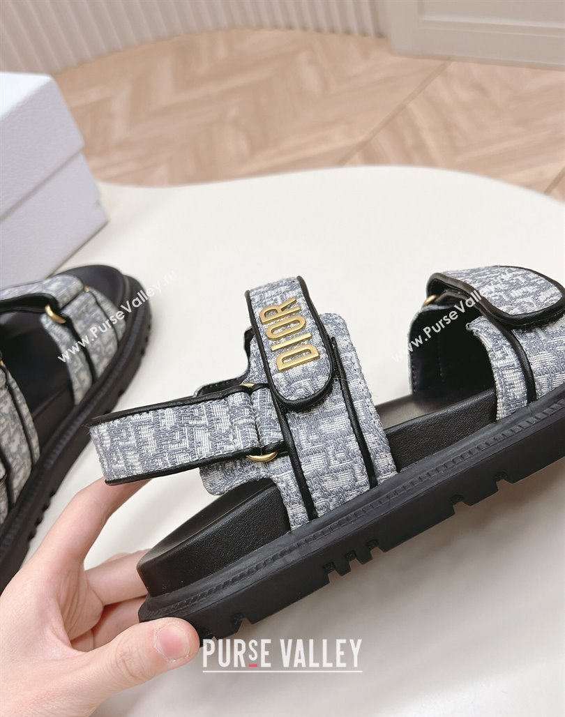 Dior Dioract Flat Strap Sandal in Grey Oblique Embroidery 2024 (MD-240226056)