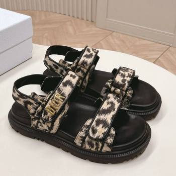Dior Dioract Flat Strap Sandal in Printed Canvas Beige/Black 2024 (MD-240226058)
