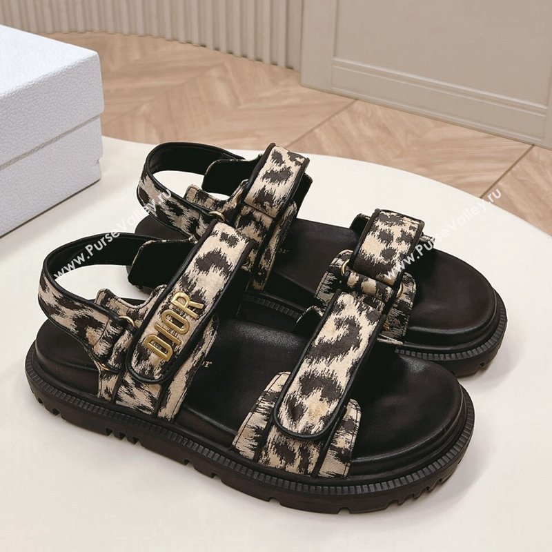 Dior Dioract Flat Strap Sandal in Printed Canvas Beige/Black 2024 (MD-240226058)