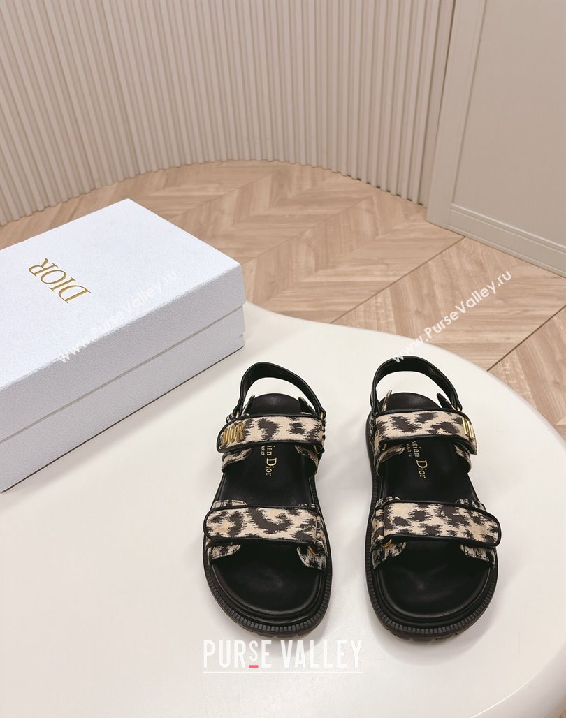 Dior Dioract Flat Strap Sandal in Printed Canvas Beige/Black 2024 (MD-240226058)
