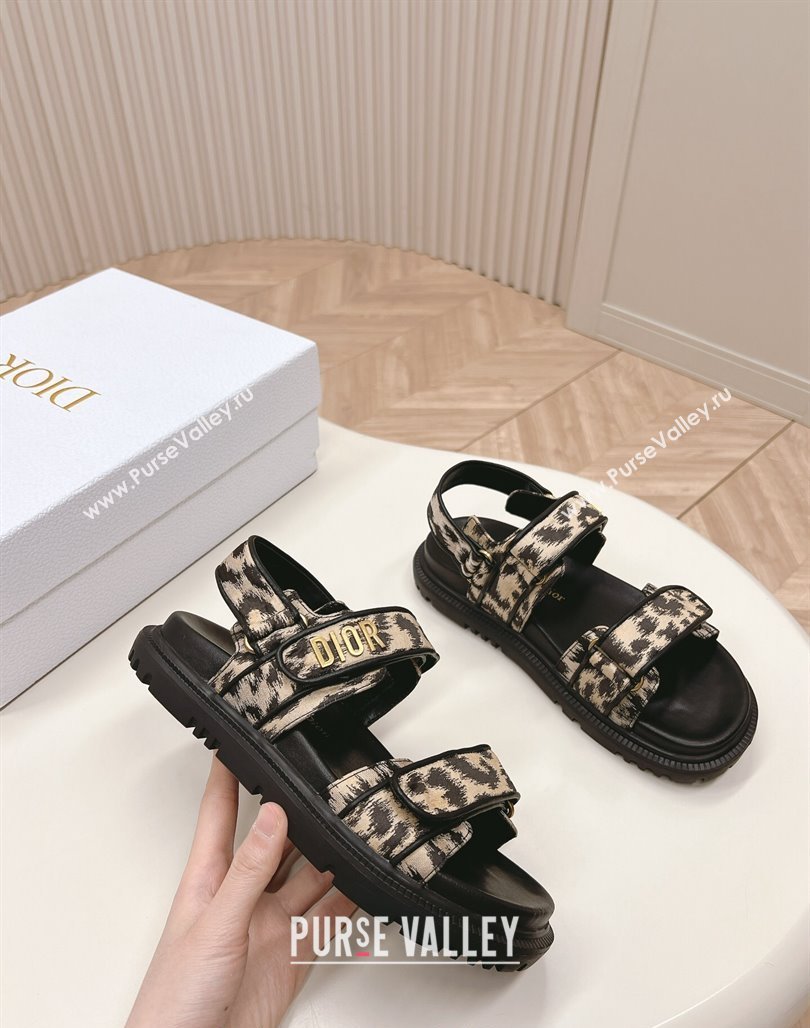 Dior Dioract Flat Strap Sandal in Printed Canvas Beige/Black 2024 (MD-240226058)