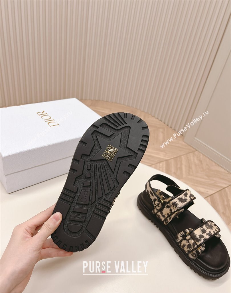 Dior Dioract Flat Strap Sandal in Printed Canvas Beige/Black 2024 (MD-240226058)