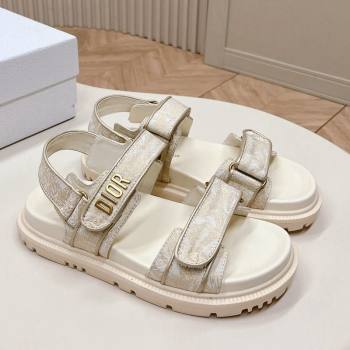 Dior Dioract Flat Strap Sandal in Technical Fabric with Gold-Tone Allover Butterfly Print 2024 (MD-240226060)