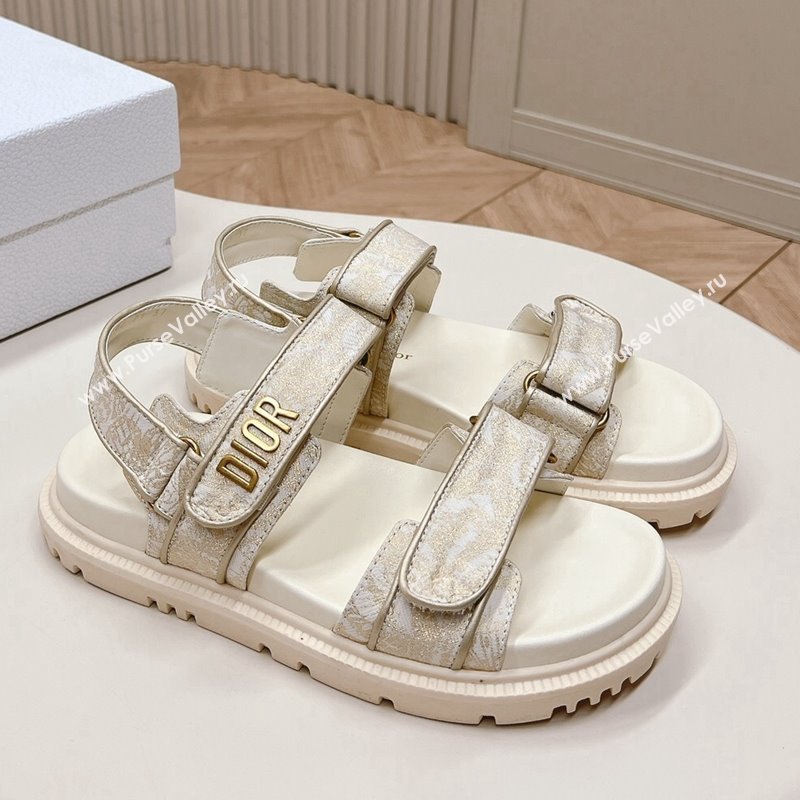 Dior Dioract Flat Strap Sandal in Technical Fabric with Gold-Tone Allover Butterfly Print 2024 (MD-240226060)