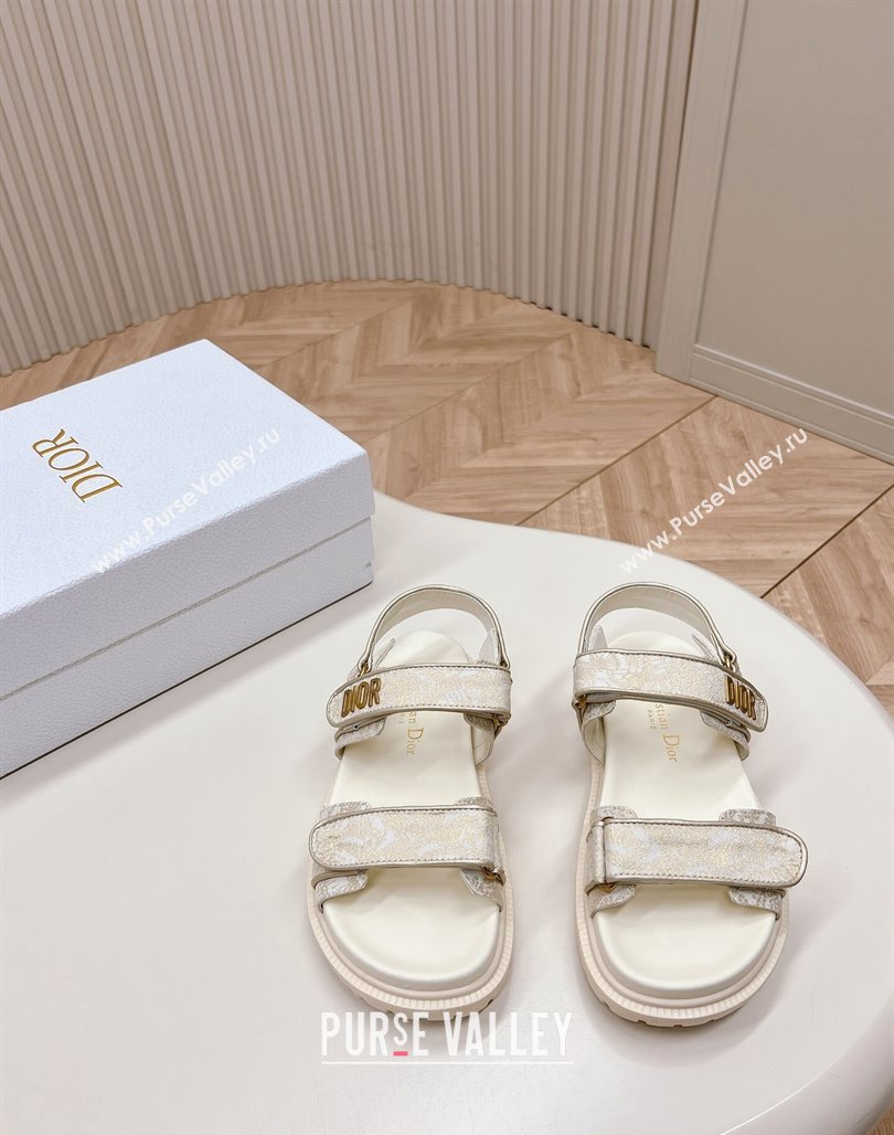 Dior Dioract Flat Strap Sandal in Technical Fabric with Gold-Tone Allover Butterfly Print 2024 (MD-240226060)