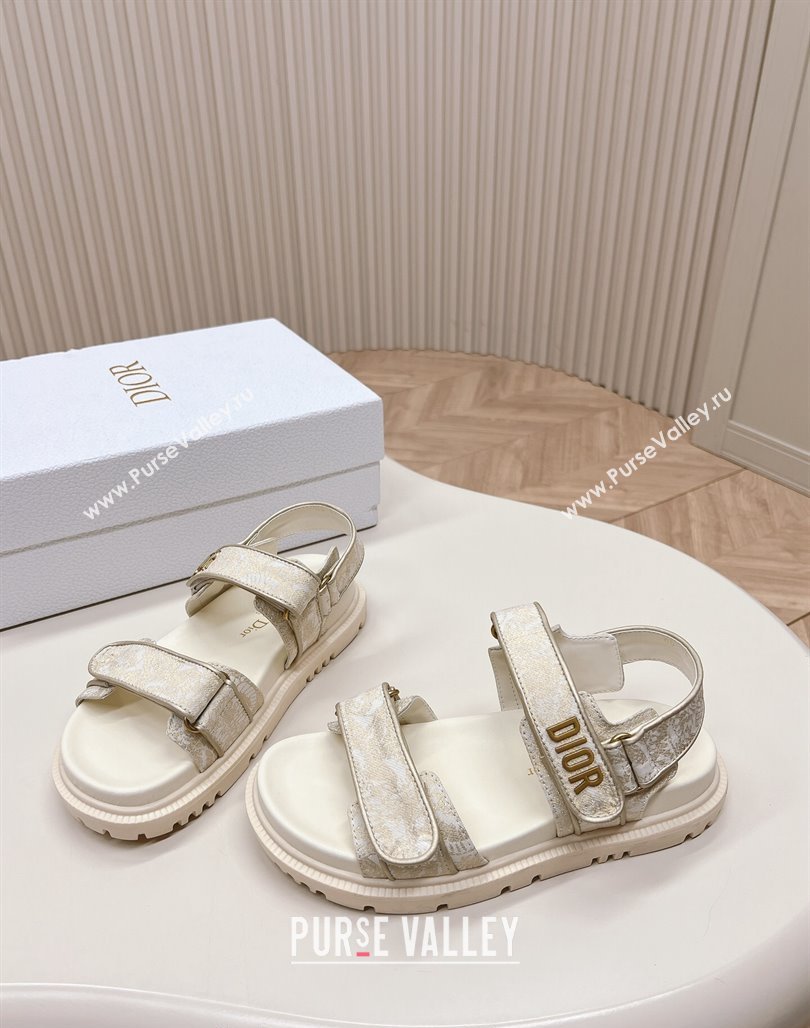 Dior Dioract Flat Strap Sandal in Technical Fabric with Gold-Tone Allover Butterfly Print 2024 (MD-240226060)