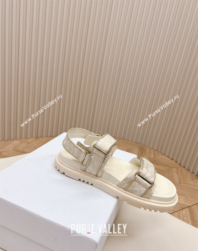Dior Dioract Flat Strap Sandal in Technical Fabric with Gold-Tone Allover Butterfly Print 2024 (MD-240226060)