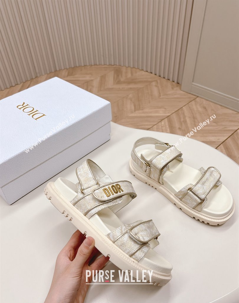 Dior Dioract Flat Strap Sandal in Technical Fabric with Gold-Tone Allover Butterfly Print 2024 (MD-240226060)