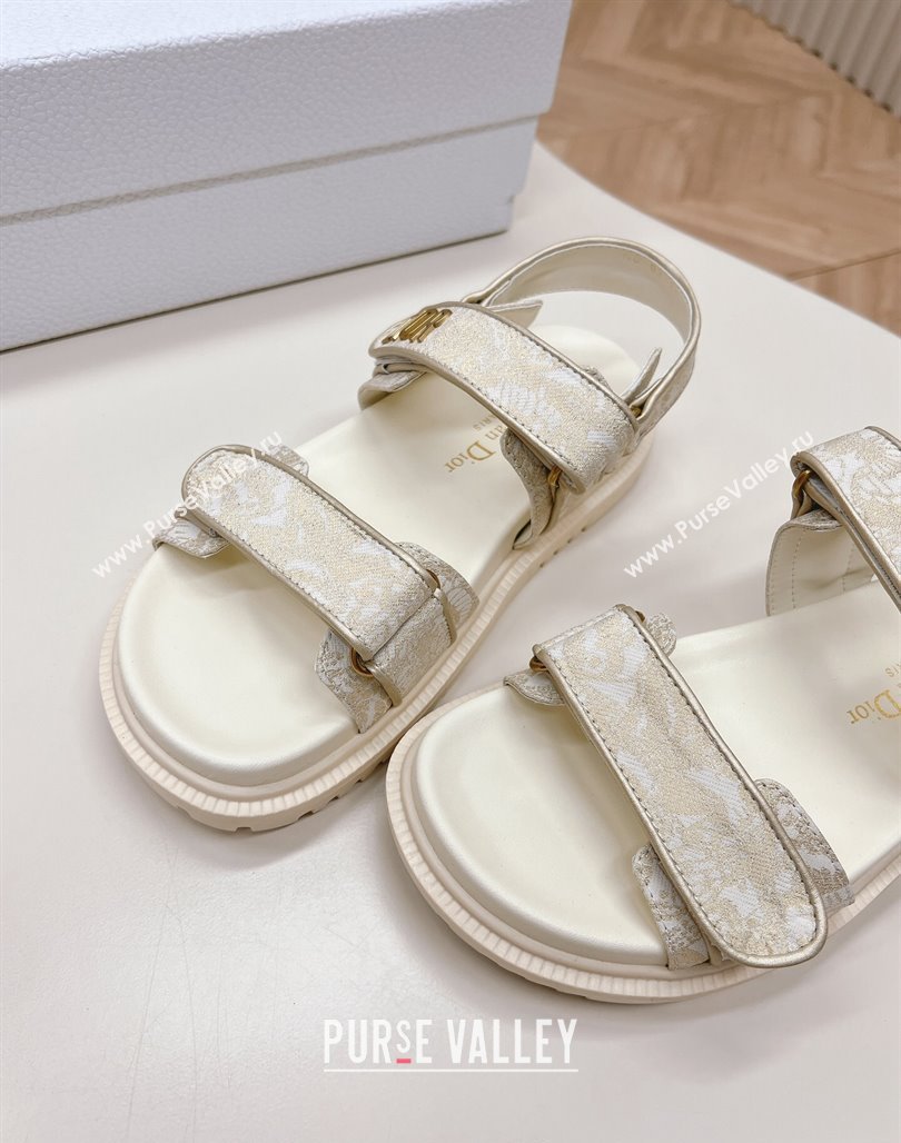 Dior Dioract Flat Strap Sandal in Technical Fabric with Gold-Tone Allover Butterfly Print 2024 (MD-240226060)