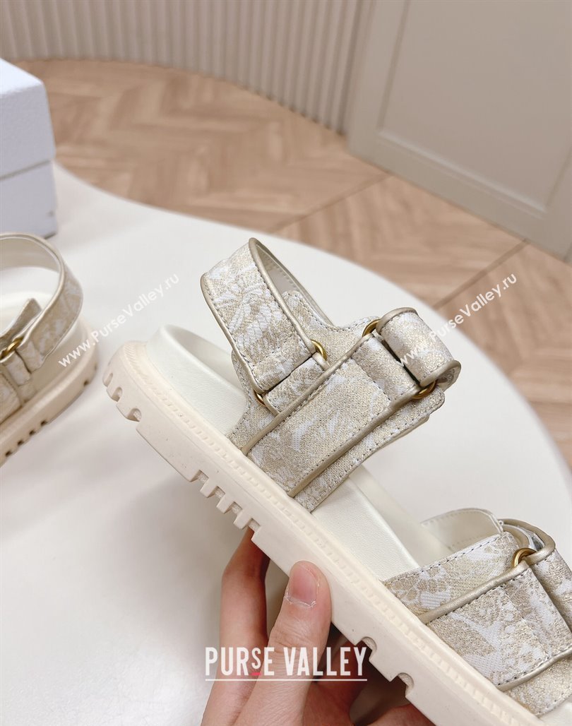 Dior Dioract Flat Strap Sandal in Technical Fabric with Gold-Tone Allover Butterfly Print 2024 (MD-240226060)