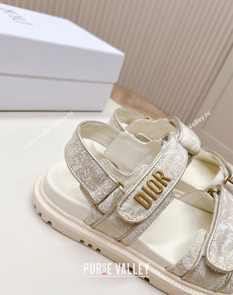 Dior Dioract Flat Strap Sandal in Technical Fabric with Gold-Tone Allover Butterfly Print 2024 (MD-240226060)