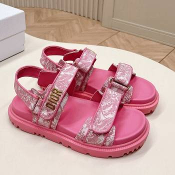 Dior Dioract Flat Strap Sandal in Technical Fabric with Fuchsia Pink Allover Butterfly Print 2024 (MD-240226061)