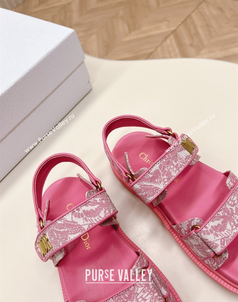 Dior Dioract Flat Strap Sandal in Technical Fabric with Fuchsia Pink Allover Butterfly Print 2024 (MD-240226061)