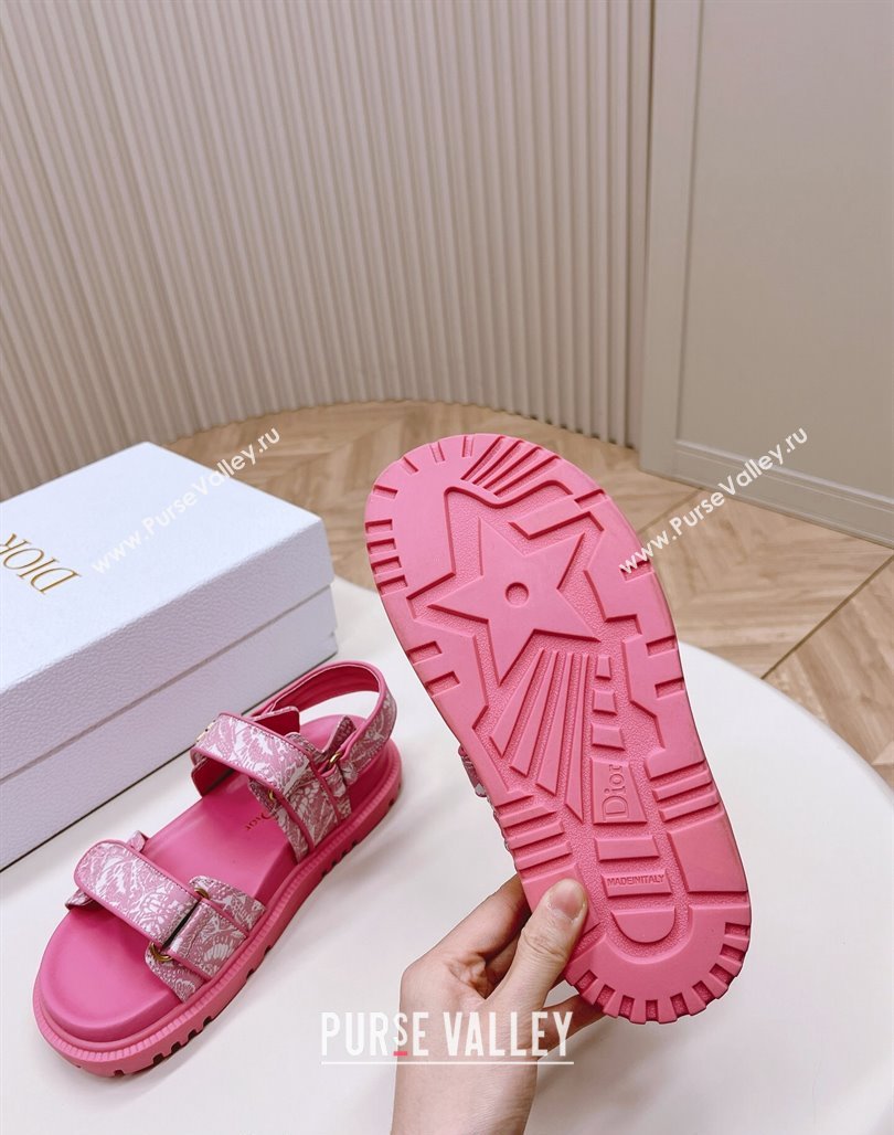 Dior Dioract Flat Strap Sandal in Technical Fabric with Fuchsia Pink Allover Butterfly Print 2024 (MD-240226061)