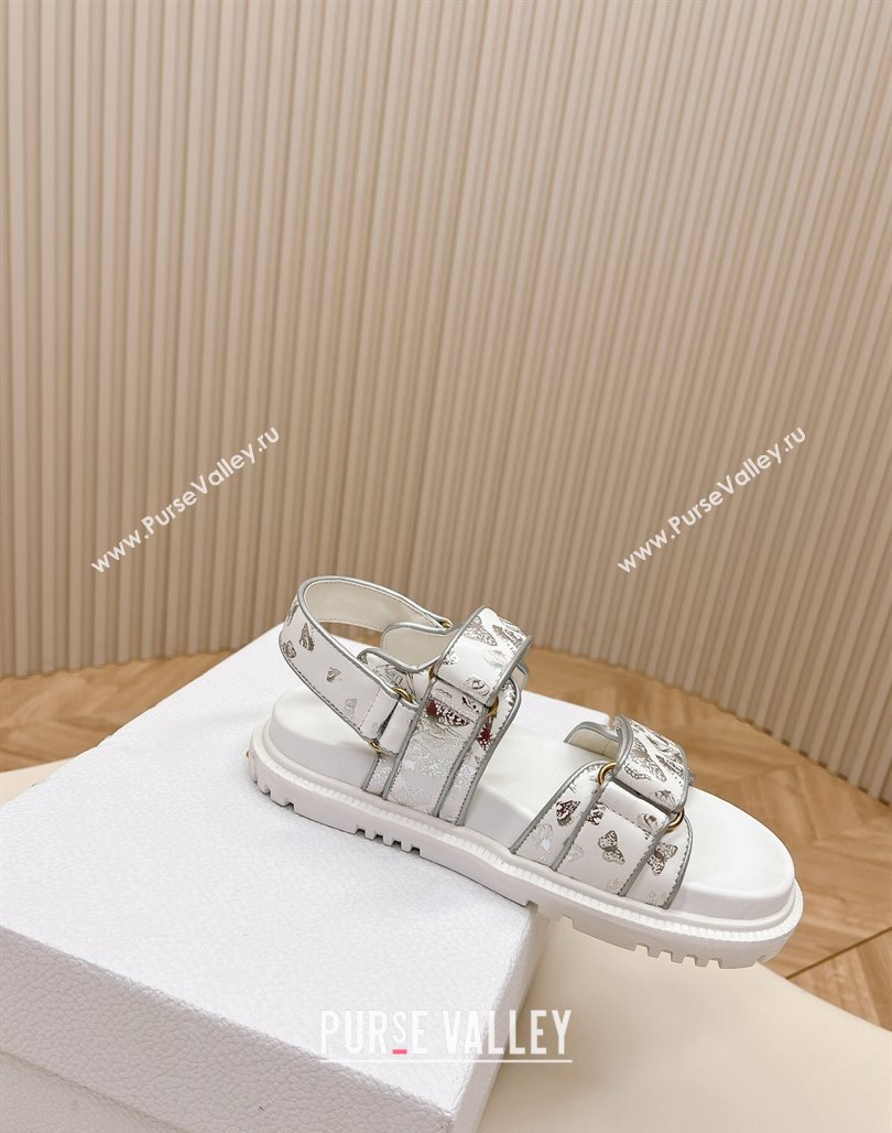 Dior Dioract Flat Strap Sandal in Silver-Tone and Black Butterfly Zodiac Calfskin 2024 (MD-240226062)