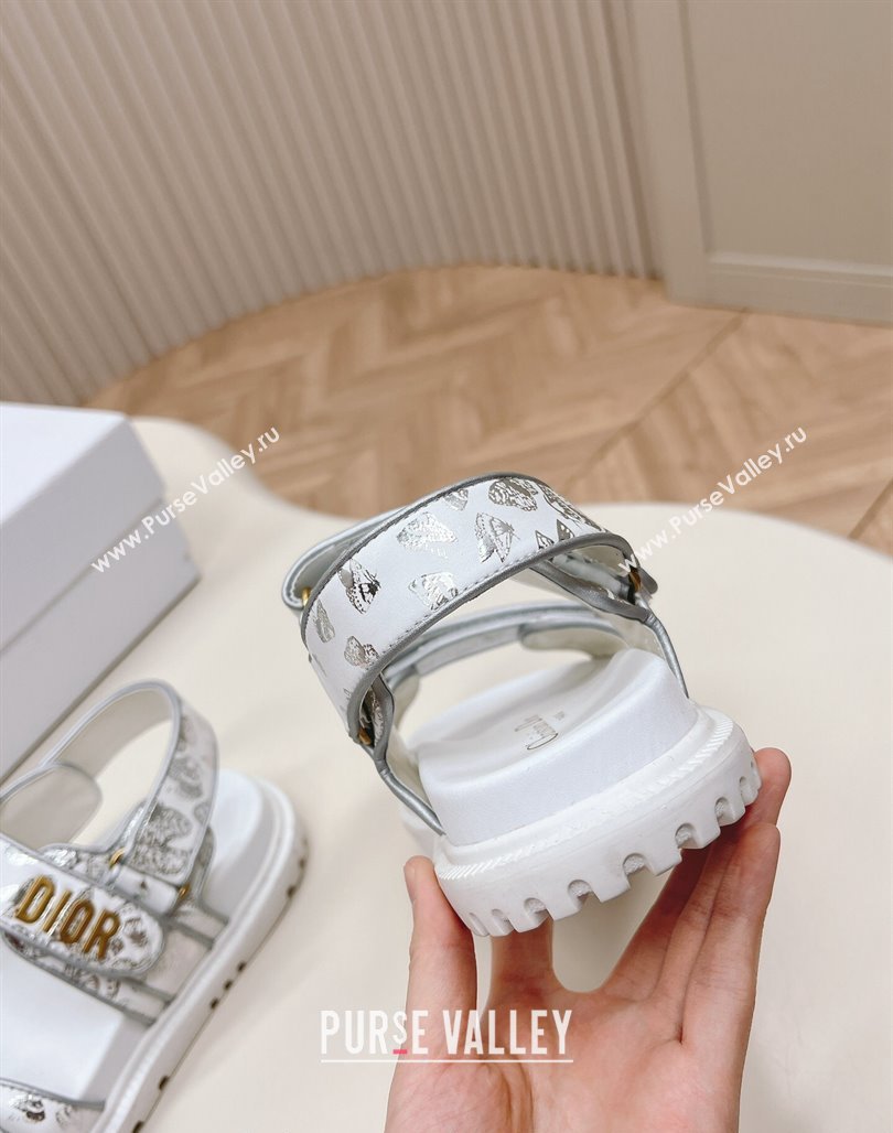 Dior Dioract Flat Strap Sandal in Silver-Tone and Black Butterfly Zodiac Calfskin 2024 (MD-240226062)