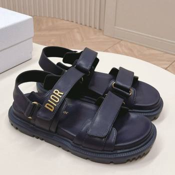 Dior Dioract Flat Strap Sandal in Dark Blue Calfskin 2024 (MD-240226063)