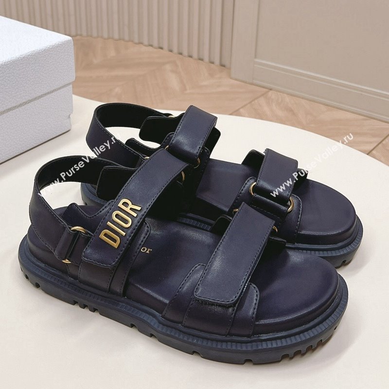 Dior Dioract Flat Strap Sandal in Dark Blue Calfskin 2024 (MD-240226063)