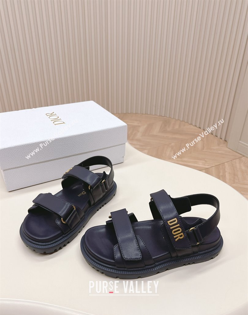 Dior Dioract Flat Strap Sandal in Dark Blue Calfskin 2024 (MD-240226063)