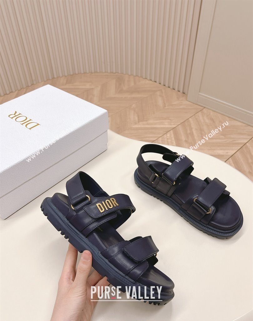 Dior Dioract Flat Strap Sandal in Dark Blue Calfskin 2024 (MD-240226063)