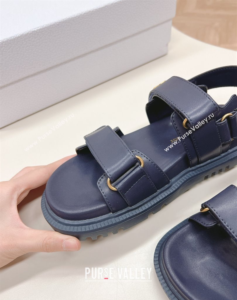 Dior Dioract Flat Strap Sandal in Dark Blue Calfskin 2024 (MD-240226063)