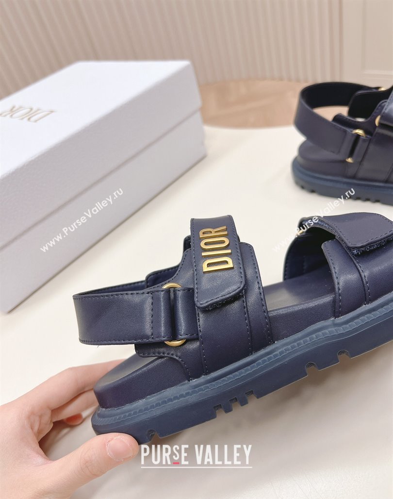 Dior Dioract Flat Strap Sandal in Dark Blue Calfskin 2024 (MD-240226063)