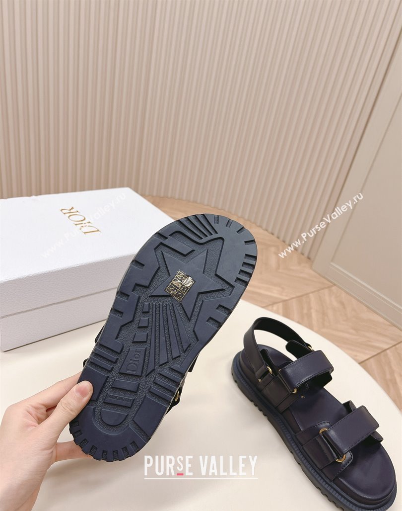 Dior Dioract Flat Strap Sandal in Dark Blue Calfskin 2024 (MD-240226063)