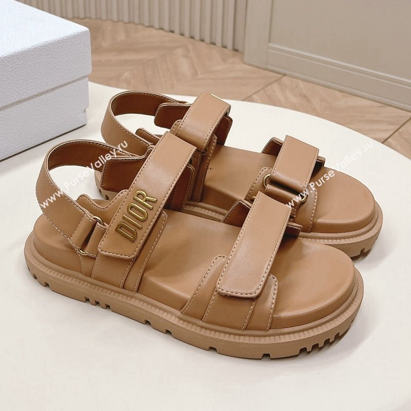 Dior Dioract Flat Strap Sandal in Light Brown Calfskin 2024 (MD-240226064)